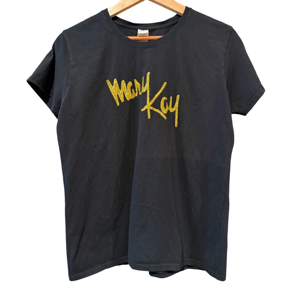 Mary Kay Gildan Heavy Cotton Black Gold Glitter Logo T-Shirt XL Woen's